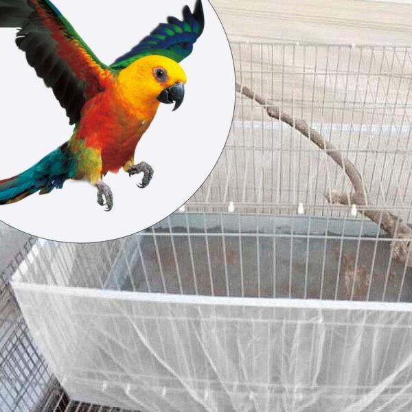 Bird Cage Seed Catcher Seeds Guard Parrot Birdcage Airy Mesh Net Cover Stretchy Shell Skirt Bird Cage Accessory(Medium Size) - Image 3