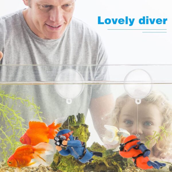cobee Diver Aquarium Decorations, 2PCS Floating Fish Tank Decor Aquarium Diver with Floating Device Diver Figurines Cartoon Aquarium Ornament Fish Playmate Fish Tank Accessories - Image 5
