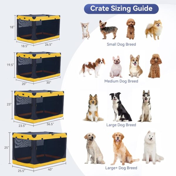 A 4 Pet Dog Crate, 30 Inch Portable Dog Travel Crate for Medium Dogs, Indoor and Outdoor use with Durable Steel Frame and Waterproof Bottom, Washable Fabric Cover, Yellow - Image 3