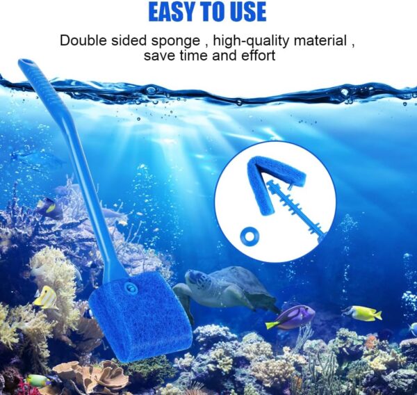 flintronic 2PCS Aquarium Fish Tank Cleaning Sponge Brush, Double Sided Fish Tank Aquarium Cleaning Sponge, Reusable Scrubbing Brush, Total 40CM Long Cleaning Brush For Tank - Image 7