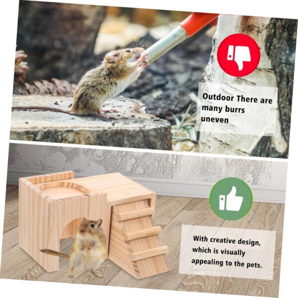 Yardwe Hideout House Nest Decorative Pet Nest Pet Supply Wooden Nest Sleep Nest Small Animals Cage Hideaway Nests Wooden House - Image 4