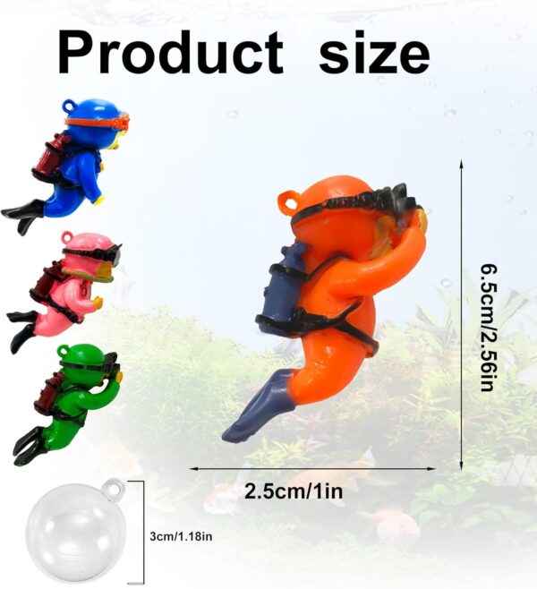 LZGOPE 4 PCS Fish Tank Decorations, Mini Fish Tank Decorations, Floating Diver Fish Tank Decorations with Water Globes and Fish Line, Resin Aquarium Accessories for Home Office Fish Tank Decorations - Image 2