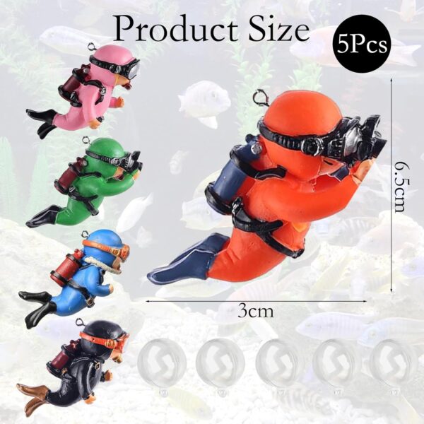 TRJROG 5Pcs Betta Fish Accessories, Fish Tank Decorations Fish Tank Accessories Fish Tank Aquarium Ornaments, Lovely Diver with Wire and Ball for All Aquariums and Fish Tanks Accessories. - Image 2