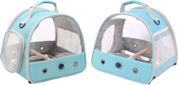 Interfashioner® Small Bird Travel Carrier, Portable Bird Cage for Parrot Parakeet Budgie Reptile with Stainless Steel Tray and Wooden Perch (Green) - Image 5
