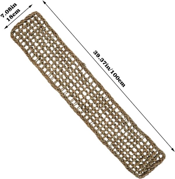 100 x 18 CM Bird Seagrass Mat, Natural Seagrass Woven Net, Bird Hammock Mat with Hooks, Bird Cage Accessories, Climbing Rope Ladder Chew Toys for Cockatiel Hamster Guinea Pig Rats Hamster Parakeet - Image 6