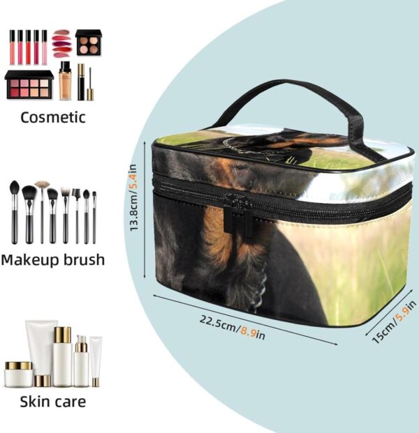 Travel Toiletry Bag wih Zippers Travel Accessories Toiletries Cosmetic Pouch Makeup Bags for Men and Women, Dog Animal Rottweiler Pet - Image 2