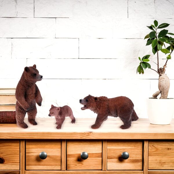 4 Pack Realistic Bear Figurines Toys Plastic Forest Animal Brown Bear Family Figures Educational Learning Playset Small Brown Bear Toys Miniature Woodland Creature Party Supplies Cake Toppers - Image 6