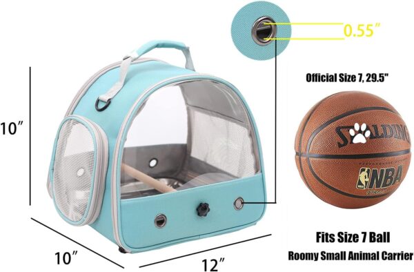 Interfashioner® Small Bird Travel Carrier, Portable Bird Cage for Parrot Parakeet Budgie Reptile with Stainless Steel Tray and Wooden Perch (Green) - Image 3