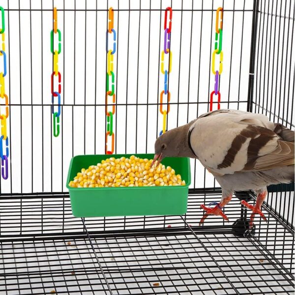 Upgraded 5Pack Birds Cage Cup Food Feeder Holder Tray Bird BathTub Bowl Basin Hanging Birdbath Toy Water Shower Box for Pet Parrot Parakeet Cockatiel Budgie Cage Accessories - Image 4