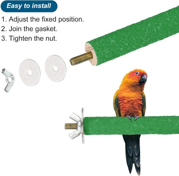 PATIKIL 0.8x7.8 Inch Bird Cage Perch, Parrot Stand Paw Grinding Stick Bird for Parakeet Cockatiel Cage Accessory, Green - Image 3