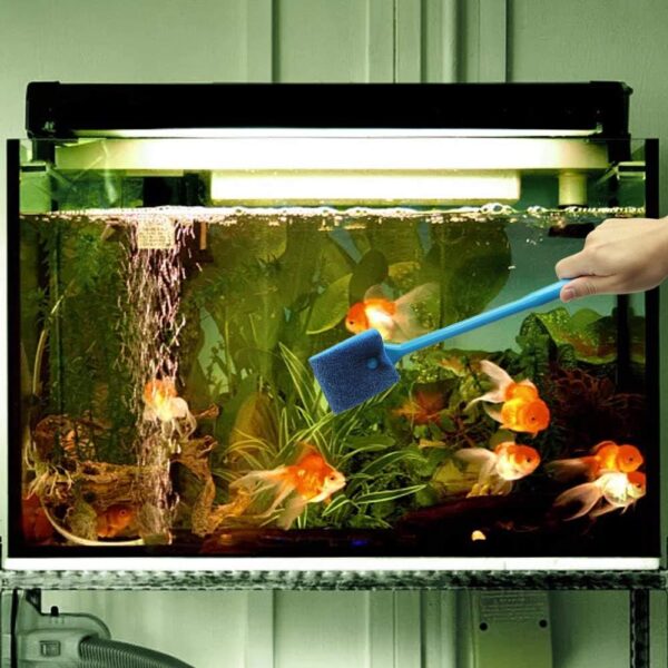Huayue 3 x Sponge Aquarium Cleaning Brush, Double-Sided Algae Scraper with Non-Slip Handle and 2 Cleaning Cloths for Aquariums - Image 6