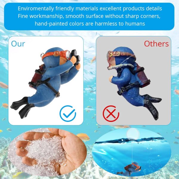 cobee Diver Aquarium Decorations, 2PCS Floating Fish Tank Decor Aquarium Diver with Floating Device Diver Figurines Cartoon Aquarium Ornament Fish Playmate Fish Tank Accessories - Image 4