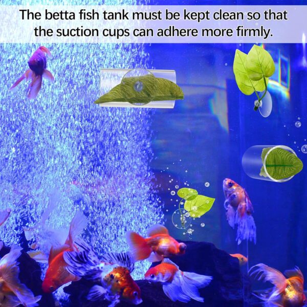 Juexica 6 Pcs Betta Fish Acrylic Tube Tunnel Hollow Betta Fish Cave with Betta Fish Leaf Pad Betta Fish Tank Accessories for Aquarium Decor Fish Tank Accessories Decorations Shrimp Hideout Design Tube - Image 3