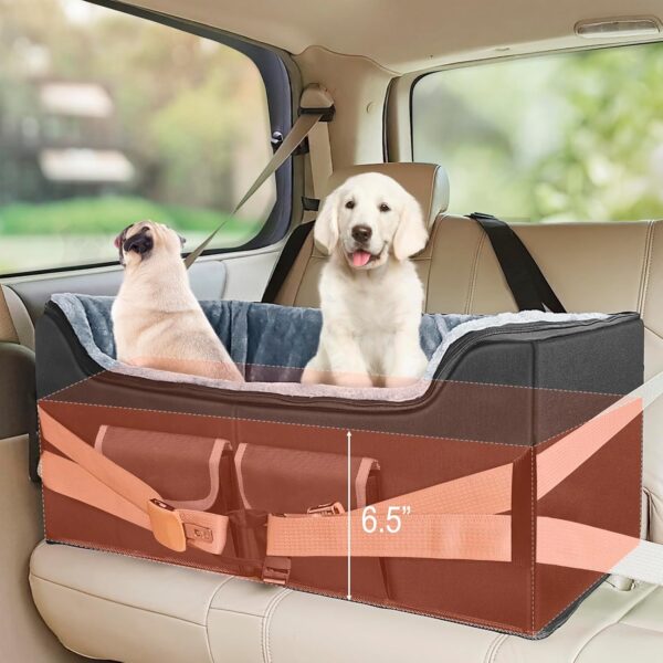 Babenest Dog Booster Car Seat, Large Size Pet Booster for Medium Sized Dogs Cats with Seat Belt, Washable Puppy Travel Car Seat Protector with Storage Pocket for Back Seat, Black - Image 7