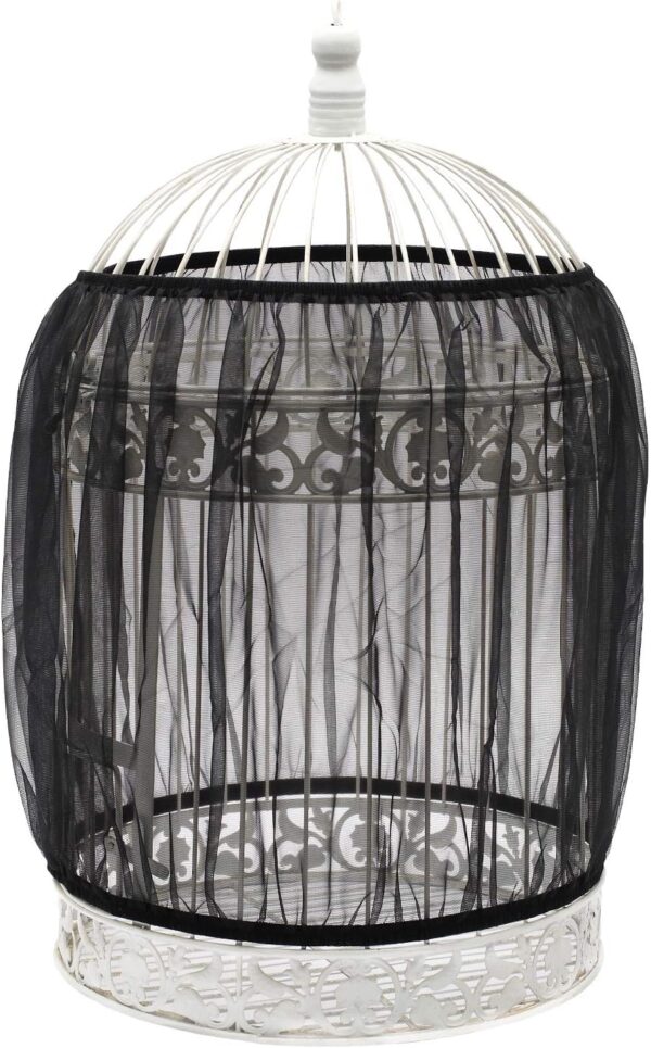 Nwvuop Bird Cage Cover Bird Seed Catcher Birdcage Mesh Net Skirt Black - Image 4