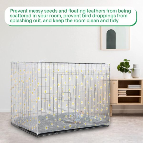 Shappy Large Bird Cage Cover Bird Cage Seed Catcher Bird Cage Liner Netting Bird Cage Accessories Skirt Guard Birdcage,adjustable Nylon Mesh Net for Parrot Parakeet Macaw(White Daisy, X-Large) - Image 4