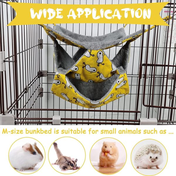 Pet Cage Hammock, 3-Layer Hamster Hanging Bed Plush Sugar Glider Cage Chinchilla Swing Nest Guinea Pig Nap Sack Warm Ferrets Hideout Accessories Toy for Small Animals Rat Rabbit Squirrel-M - Image 6