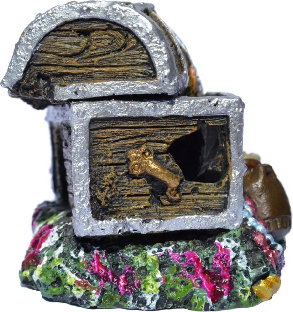 Supa Treasure Chest Aquarium/Fish Tank Ornament, Realistic Detail, Resin, Multi-Coloured, Dimensions: Approx 6cm(L) x 7.5cm(W) x 6.5cm(H) - Image 13