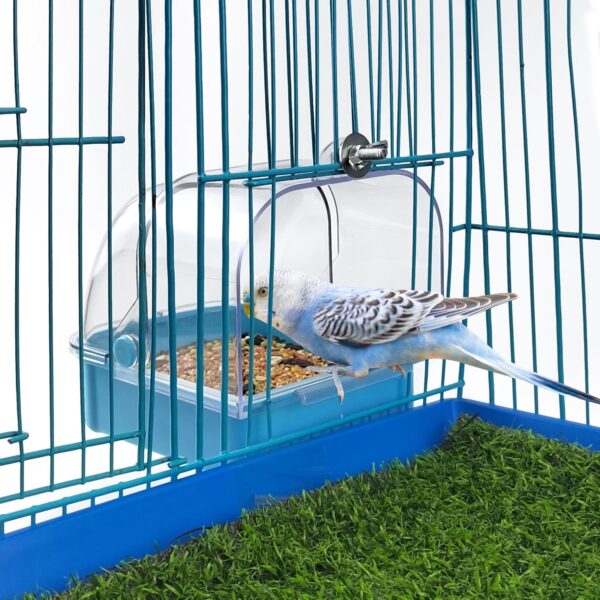 Large Bird Bath for Cage Drawer Style Bird Tub Water Bowl Shower Food Feeder Tray Bird Bathing Tub Budgie Toys Birdcages Accessory for Bird Parrots Parakeets Cockatiel Lovebirds Canary (Blue) - Image 5