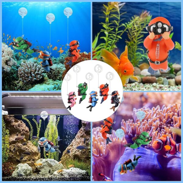 TRJROG 5Pcs Betta Fish Accessories, Fish Tank Decorations Fish Tank Accessories Fish Tank Aquarium Ornaments, Lovely Diver with Wire and Ball for All Aquariums and Fish Tanks Accessories. - Image 7