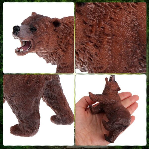 4 Pack Realistic Bear Figurines Toys Plastic Forest Animal Brown Bear Family Figures Educational Learning Playset Small Brown Bear Toys Miniature Woodland Creature Party Supplies Cake Toppers - Image 3