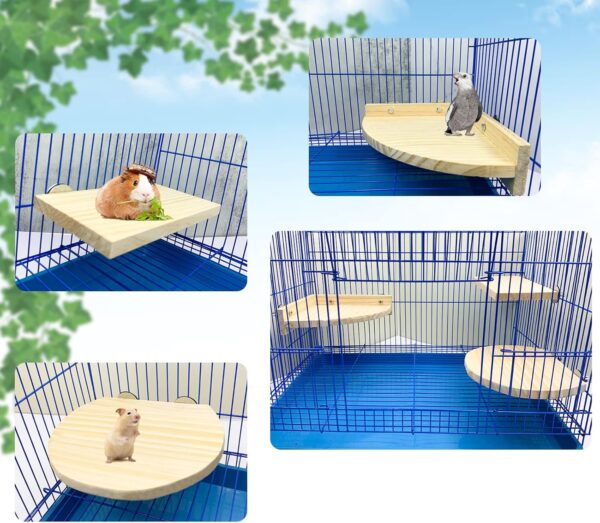 3PCS Hamster Wooden Platform Perch Stand, Natural Bird Budgie Toys and Accessories, Parrot Cage Perch for Chinchilla Mouse Rat Dwarf Hamster Small Animals - Box Packaging - Image 5