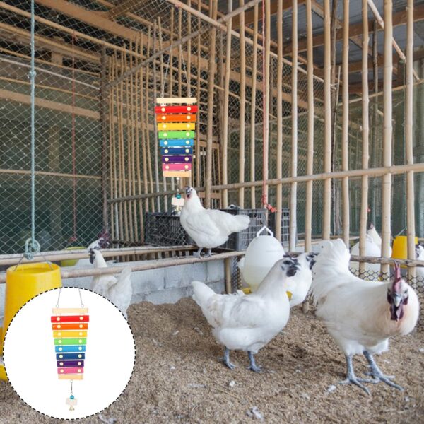 MEISH Chicken Xylophone Toy Suspensible Wood Musical Toy Bird Chewing Toys Bird Cage Pecking Toy Accessories for Chicken Bird - Image 3