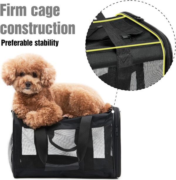 HITSLAM Pet Carrier Dog Carrier Soft Sided Pet Travel Carrier for Cats, Small dogs, Kittens or Puppies, Collapsible, Durable, Travel Friendly Black (L) - Image 3