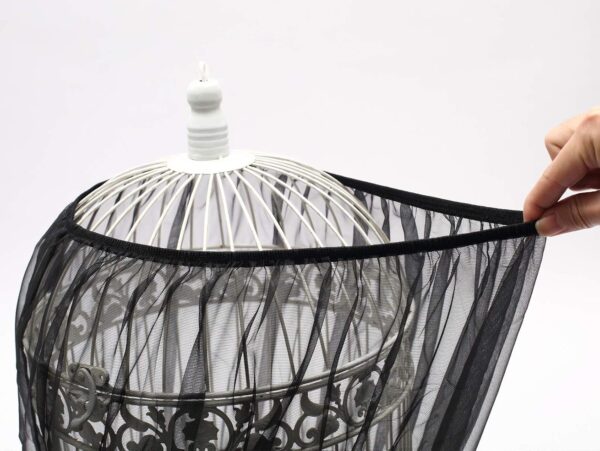 Nwvuop Bird Cage Cover Bird Seed Catcher Birdcage Mesh Net Skirt Black - Image 5