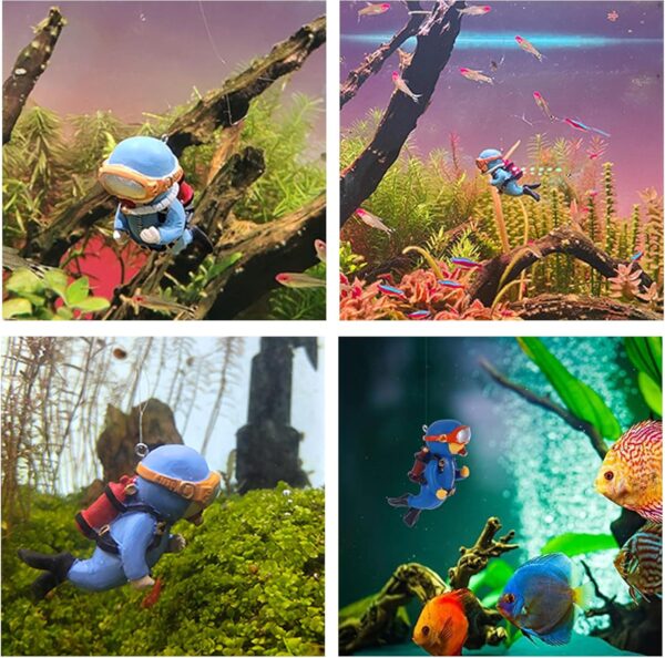 LZGOPE 4 PCS Fish Tank Decorations, Mini Fish Tank Decorations, Floating Diver Fish Tank Decorations with Water Globes and Fish Line, Resin Aquarium Accessories for Home Office Fish Tank Decorations - Image 7
