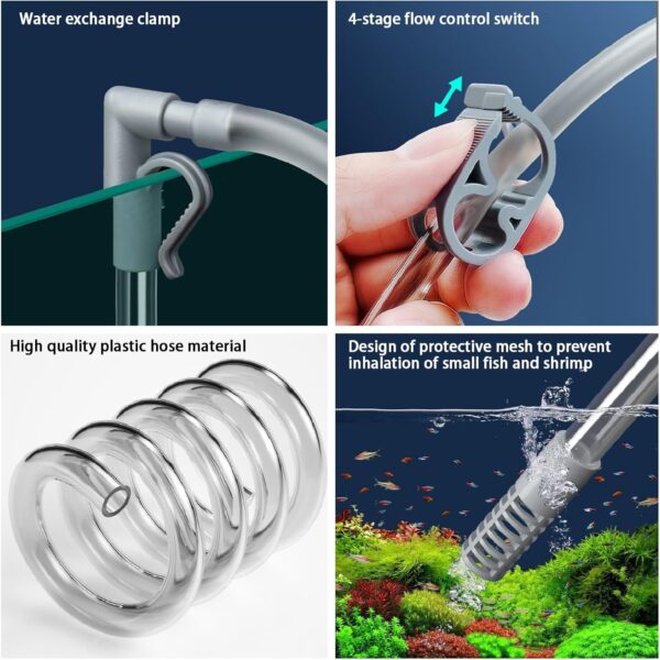 NCOALE Fish Tank Cleaner Vacuum Set, 2.3m Filtered Hand Vacuum Syphon Pump Aquarium Gravel Cleaner Fishtank Water Change Cleaning Kit, Aquariums & Accessories for Drain and Replace Water - Image 3