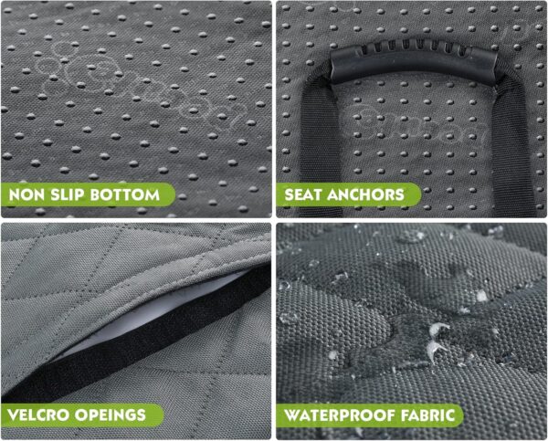 pecute Dog Car Seat Cover 100% Waterproof, Rear Seat Covers for Dogs with Mesh Window/Side Flaps/Storage Bags, Dog Car Hammock Scratch Proof Nonslip Back Seat Protector for Cars Trucks SUV(146x136cm) - Image 5