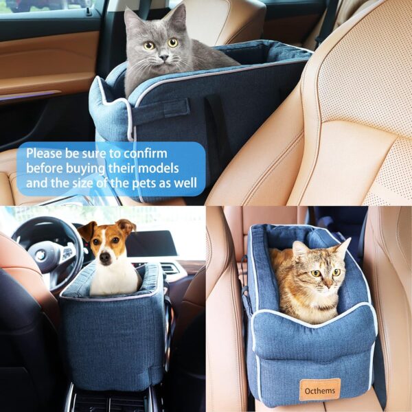 MoYouno Dog Car Seat for Cat and Small Dog, Portable Travel Bag, Pet Travel Carrier Hammock Travel Bed Suitable for most car luxury interactive pet seats (cat/Dog Booster Seats blue) - Image 4