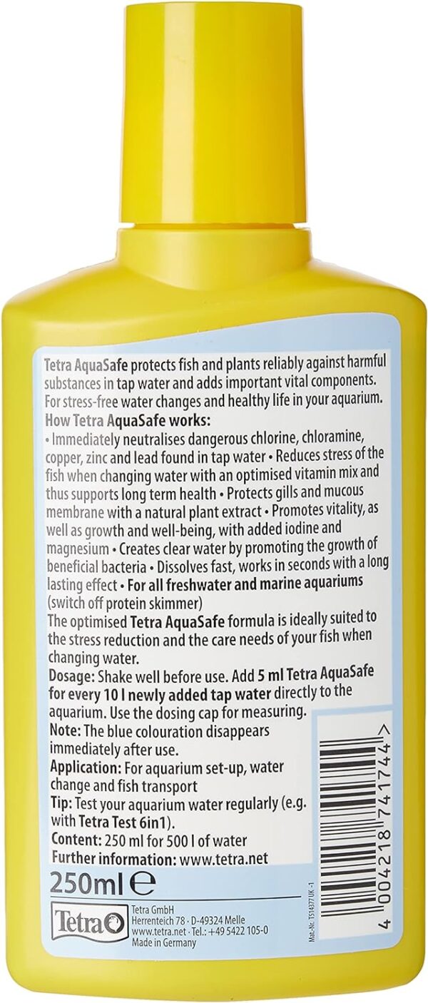 Tetra AquaSafe to Turn Tap Water into Safe and Healthy Water for Fish and Plants, 250 ml - Image 2