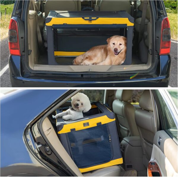 A 4 Pet Dog Crate, 30 Inch Portable Dog Travel Crate for Medium Dogs, Indoor and Outdoor use with Durable Steel Frame and Waterproof Bottom, Washable Fabric Cover, Yellow - Image 6