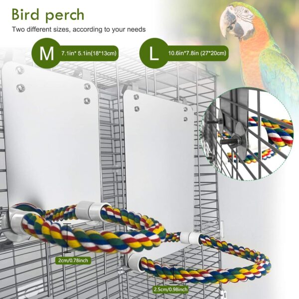 HYLYUN 7 Inch Bird Mirror with Rope Perch Cockatiel Mirror for Cage Bird Toys Swing Parrot Cage Toys for Parakeet Cockatoo Cockatiel Conure Lovebirds Finch Canaries - Image 5