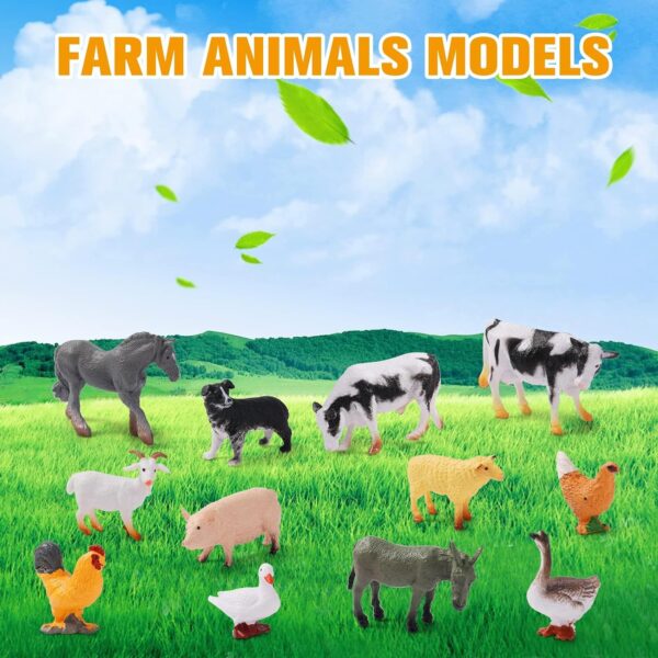 12 Pieces Farm Animal Toys, Mini Farm Animal Figurines Realistic Jungle Farm Animal Figurines Safari Animals Figures Little People Farm for Easter Egg Fillers Birthday Animal Themed Party Supplies - Image 6