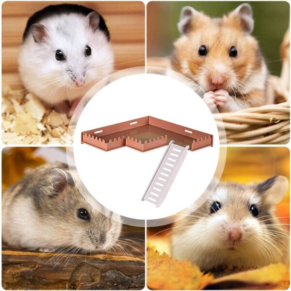 Fowybe Hamster Stand Platform - Safe PVC Play Gym with Ladder,Pet Supplies Small Animal Habitat Decor for Hamsters, Hedgehogs, Squirrels, Gerbils, Chinchillas, Parrots, Chipmunks - Image 2