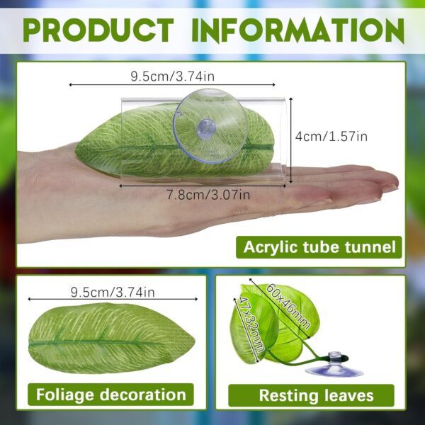 Juexica 6 Pcs Betta Fish Acrylic Tube Tunnel Hollow Betta Fish Cave with Betta Fish Leaf Pad Betta Fish Tank Accessories for Aquarium Decor Fish Tank Accessories Decorations Shrimp Hideout Design Tube - Image 2
