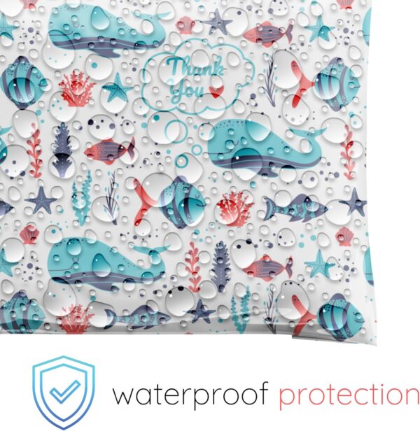 10x13 Poly Mailers 100 Pack | Under The Sea | Reusable Shipping Supplies Envelopes | Plastic Small Business Clothing Packaging Mailing Bags | Self Seal Animal Whale Fish Thank You - Image 5