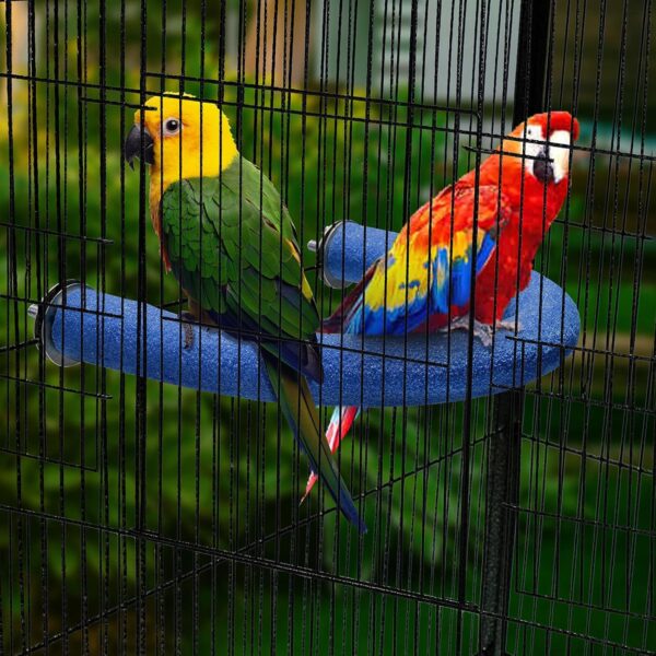 TeTupGa U Shape Parrot Perch Stand Pet Toy Bird Platform Sand Paw Grinding Clean Stick Cage Exercise Conure Budgie Cockatiel Accessories (Blue Small) - Image 3