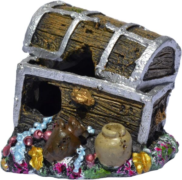 Supa Treasure Chest Aquarium/Fish Tank Ornament, Realistic Detail, Resin, Multi-Coloured, Dimensions: Approx 6cm(L) x 7.5cm(W) x 6.5cm(H) - Image 10