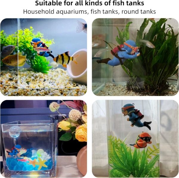LZGOPE 4 PCS Fish Tank Decorations, Mini Fish Tank Decorations, Floating Diver Fish Tank Decorations with Water Globes and Fish Line, Resin Aquarium Accessories for Home Office Fish Tank Decorations - Image 6