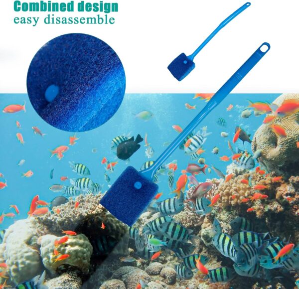 4 Pcs Double Sided Aquarium Fish Tank Sponge Cleaning Brush, Long Handle Fish Tank Algae Cleaner Aquarium Algae Scraper for Glass Aquariums (6 PCS) - Image 4