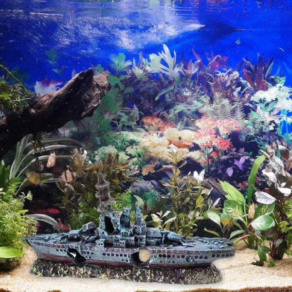 YOYIAG Fish Tank Aquarium Shipwreck Decoration Resin Aquarium Sunken Ship Ornament Fish Tank Aquarium Shipwreck Decoration Fish Tank Accessory, Simulation Shipwreck Ornament for Aquarium, Fish Tank - Image 3