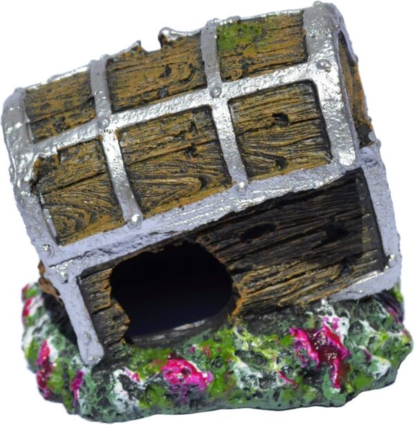 Supa Treasure Chest Aquarium/Fish Tank Ornament, Realistic Detail, Resin, Multi-Coloured, Dimensions: Approx 6cm(L) x 7.5cm(W) x 6.5cm(H) - Image 2