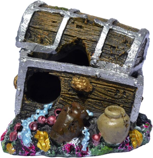 Supa Treasure Chest Aquarium/Fish Tank Ornament, Realistic Detail, Resin, Multi-Coloured, Dimensions: Approx 6cm(L) x 7.5cm(W) x 6.5cm(H) - Image 8