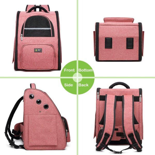 ALLSOPETS Cat Carrier Dog Backpack Foldable Rucksack with Super Ventilated Design Inner Safety Strap Pet Travel Carrier for Puppy Dogs Small Animals Pink - Image 3
