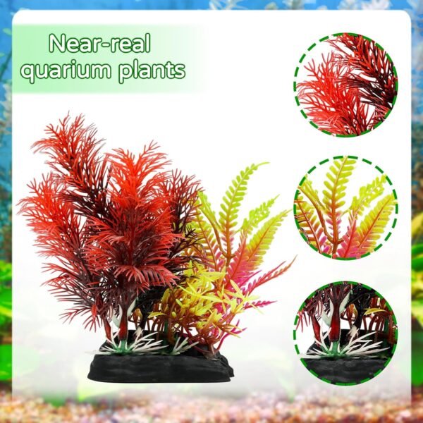 QUOZUO Aquarium Decorations Plants with Resin Coral, 12 pcs Fish Tank Accessories, Fish Tank Decorations Small Plants Plastic, Aquarium Decor Artificial Plant - Image 2