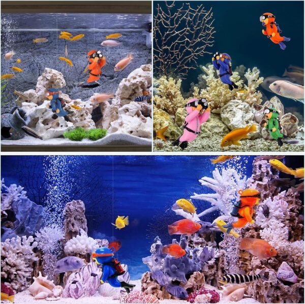 TRJROG 5Pcs Betta Fish Accessories, Fish Tank Decorations Fish Tank Accessories Fish Tank Aquarium Ornaments, Lovely Diver with Wire and Ball for All Aquariums and Fish Tanks Accessories. - Image 6